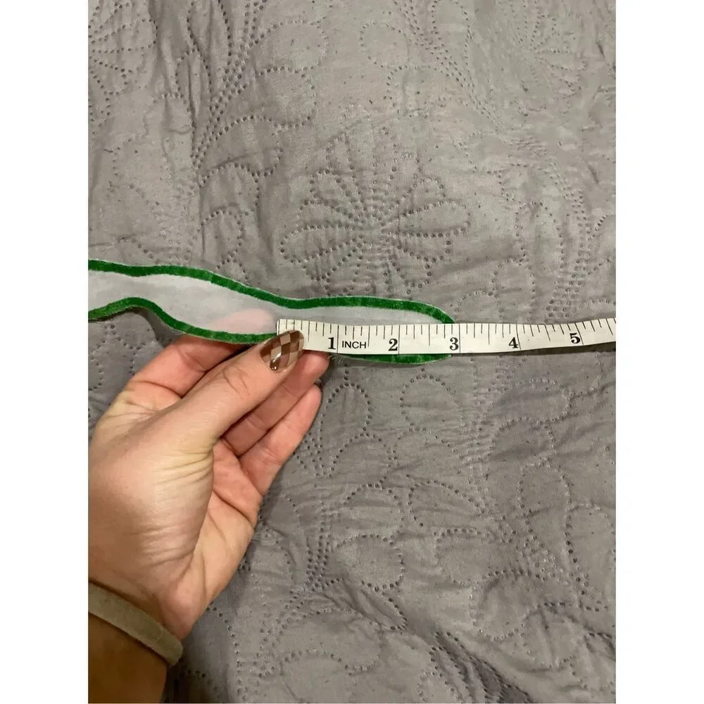 Vintage Half Apron Sheer White Velvety Green Christmas